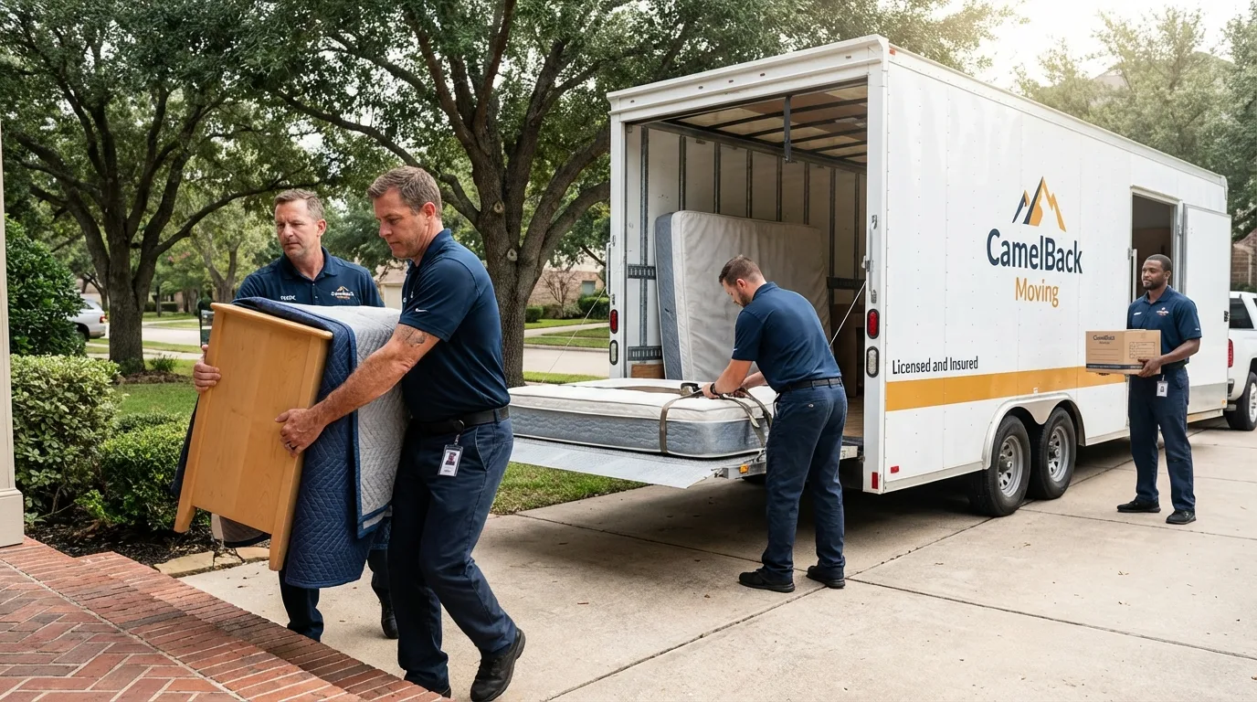 Crew loading residential truck for cross-state move from Saint Anthony, ID