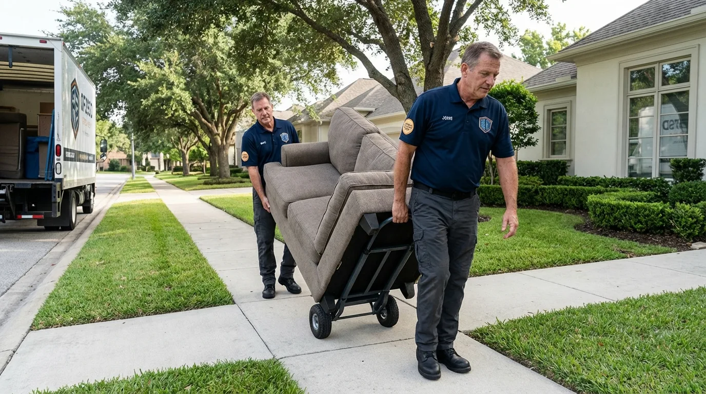 Local residential moving crew loading furniture in Saint Anthony, ID