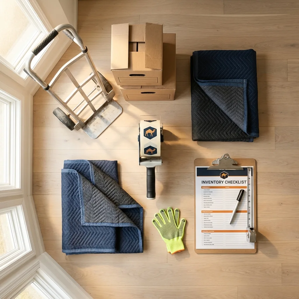 Professional moving supplies and packing materials layout for Saint Anthony residential relocations